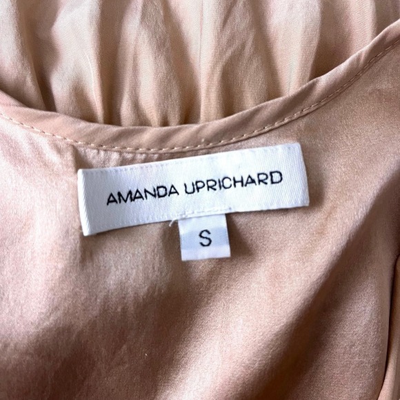 Amanda Uprichard Dress Womens Small Nude Silk Sleeveless Romantic Faux Wrap - Picture 12 of 13